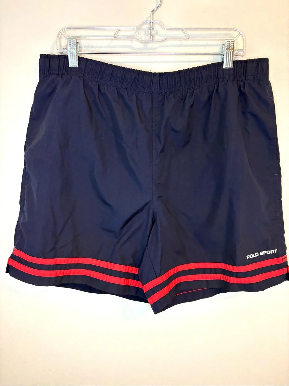 Polo Sport Ralph Lauren Swim Trunks Navy Red Stripe L
